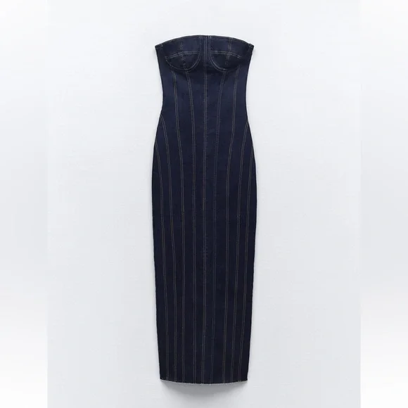 ワンピース DENIM MIDI DRESS Zara | Dresses | Zara Zw Denim Midi Dress | Poshmark